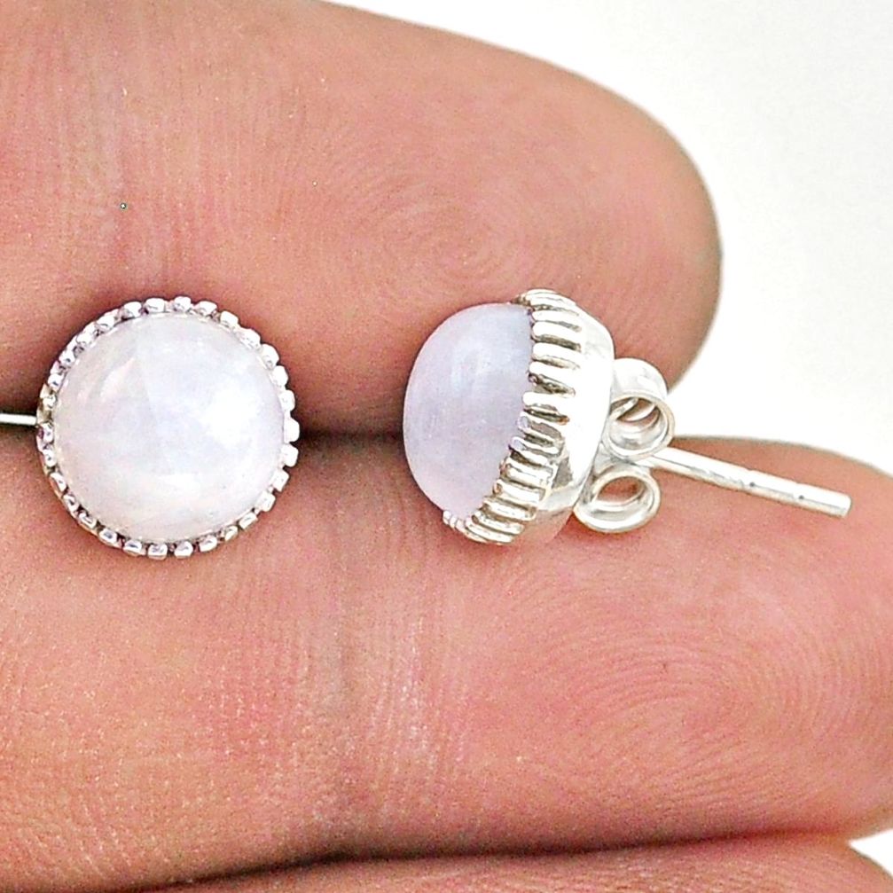 5.76cts natural rainbow moonstone 925 sterling silver stud earrings t43759
