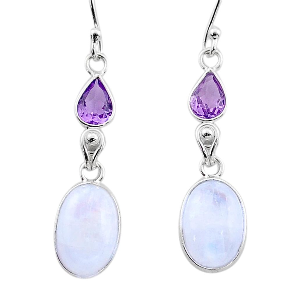 rainbow moonstone amethyst 925 silver dangle earrings t65594