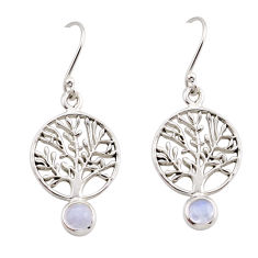 1.82cts natural rainbow moonstone oval 925 silver tree of life earrings y91746