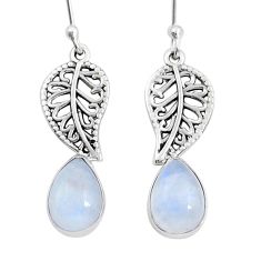 5.52cts natural rainbow moonstone pear 925 silver deltoid leaf earrings y12325