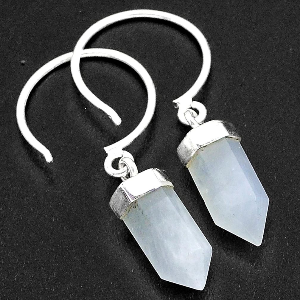 9.38cts natural rainbow moonstone pointer sterling silver dangle earrings r89018