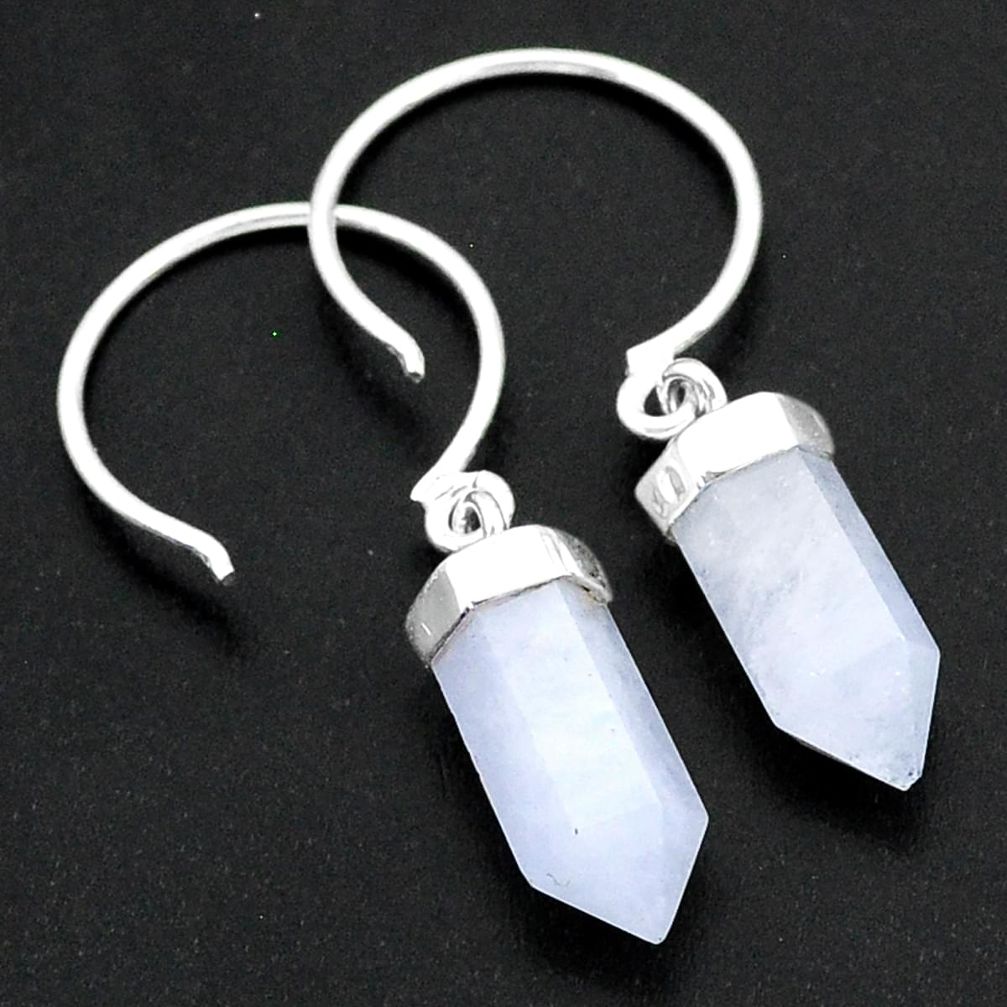 9.45cts natural rainbow moonstone pointer sterling silver dangle earrings r89035