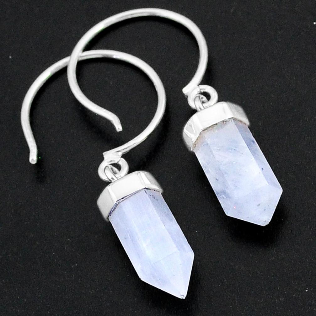 10.07cts natural rainbow moonstone pointersterling silver dangle earrings r89038