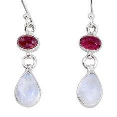 6.13cts natural rainbow moonstone tourmaline 925 silver dangle earrings y72679