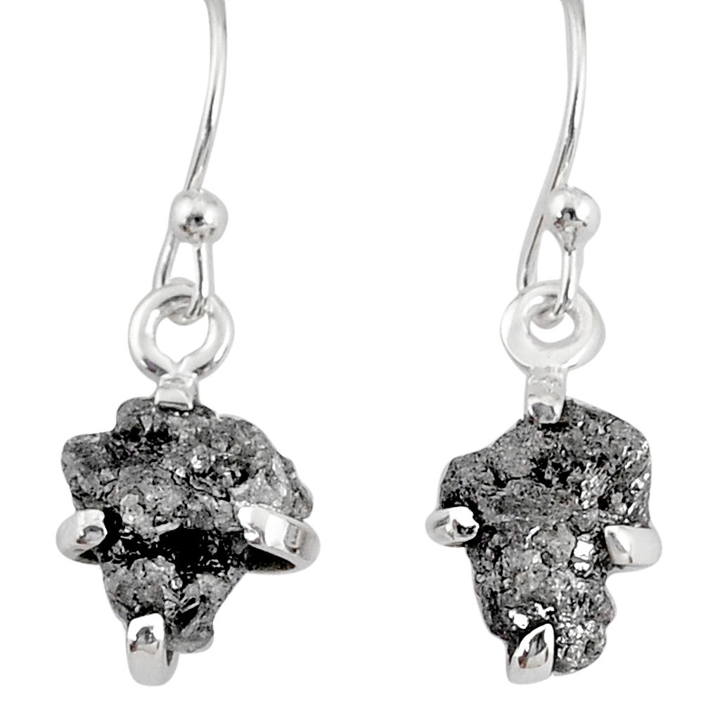 3.97cts natural raw diamond rough 925 sterling silver handmade earrings r79321