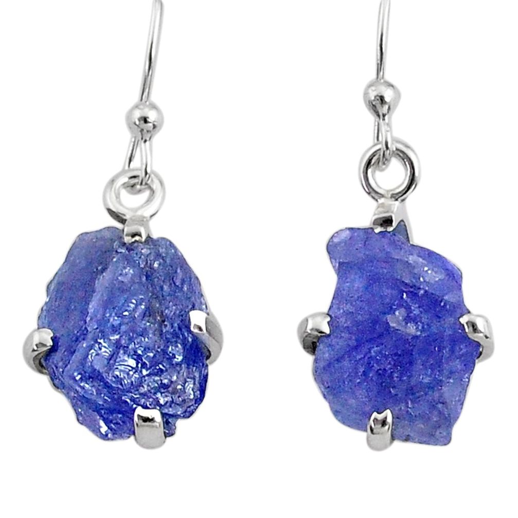 8.09cts natural raw tanzanite rough 925 sterling silver dangle earrings r79421