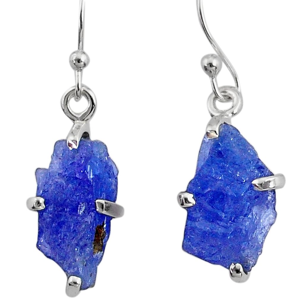 7.92cts natural raw tanzanite rough 925 sterling silver dangle earrings r79433