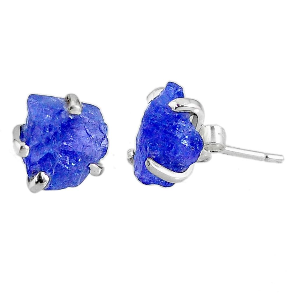 6.94cts natural raw tanzanite rough 925 sterling silver stud earrings r79510