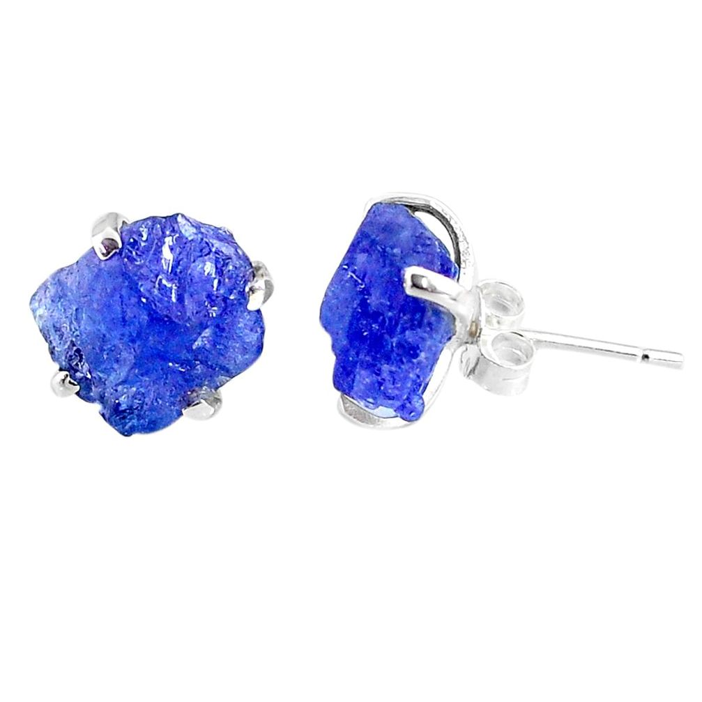 8.09cts natural raw tanzanite rough 925 sterling silver stud earrings r79523