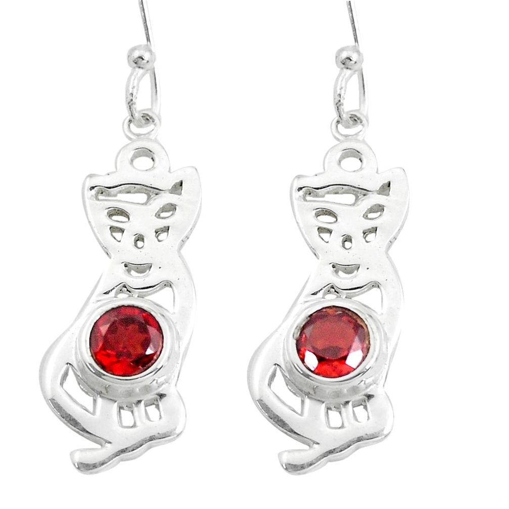 2.19cts natural red garnet 925 sterling silver cat earrings jewelry p40252