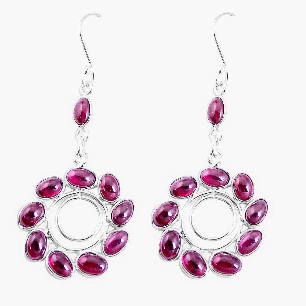19.68cts natural red garnet 925 sterling silver chandelier earrings p27242