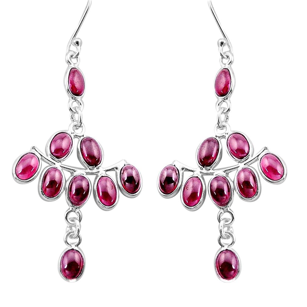 17.49cts natural red garnet 925 sterling silver chandelier earrings p48983