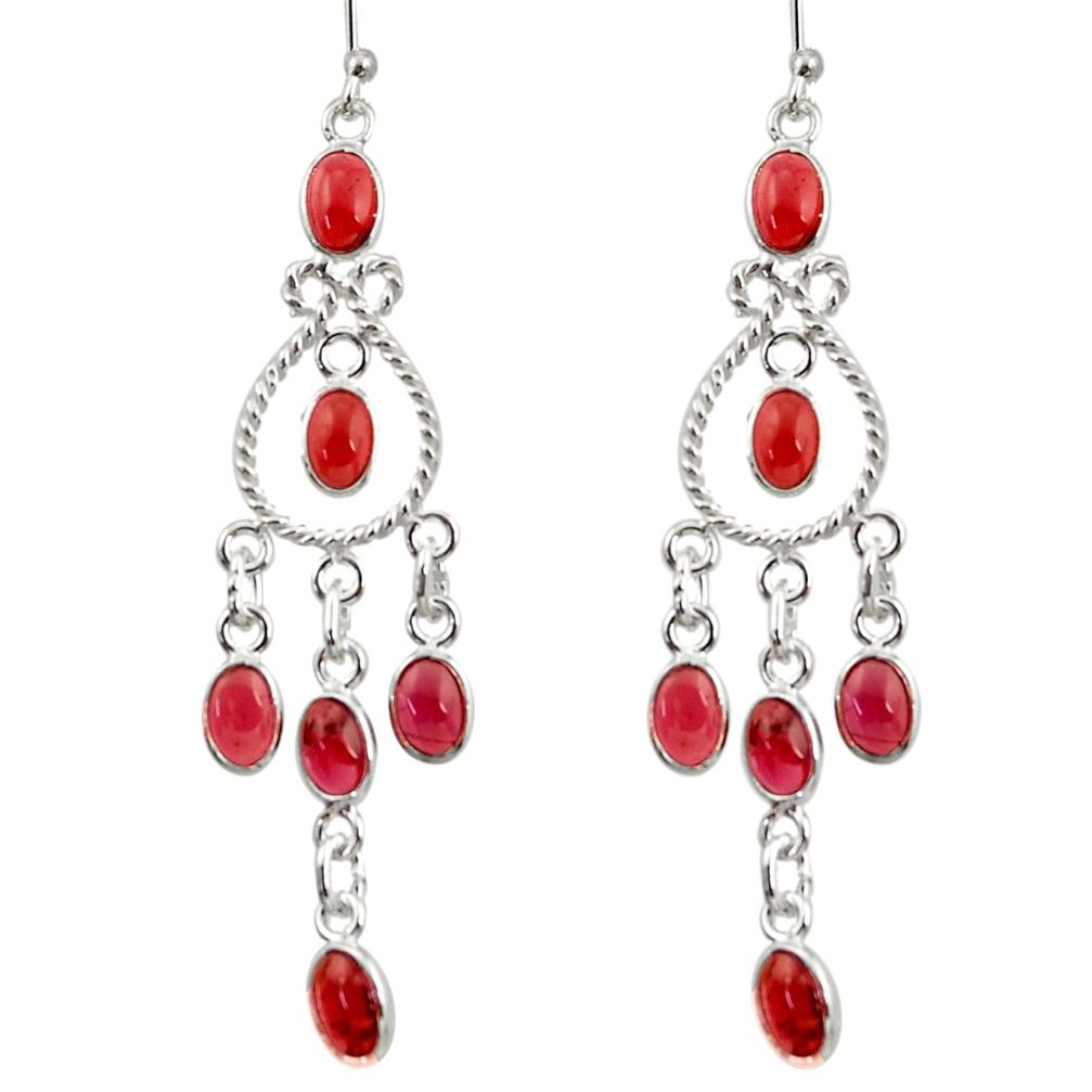 12.52cts natural red garnet 925 sterling silver chandelier earrings r33588