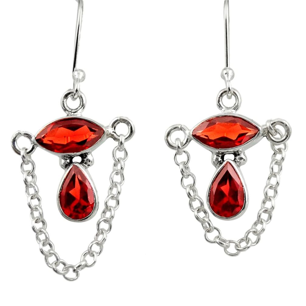 7.50cts natural red garnet 925 sterling silver dangle earrings jewelry d39901