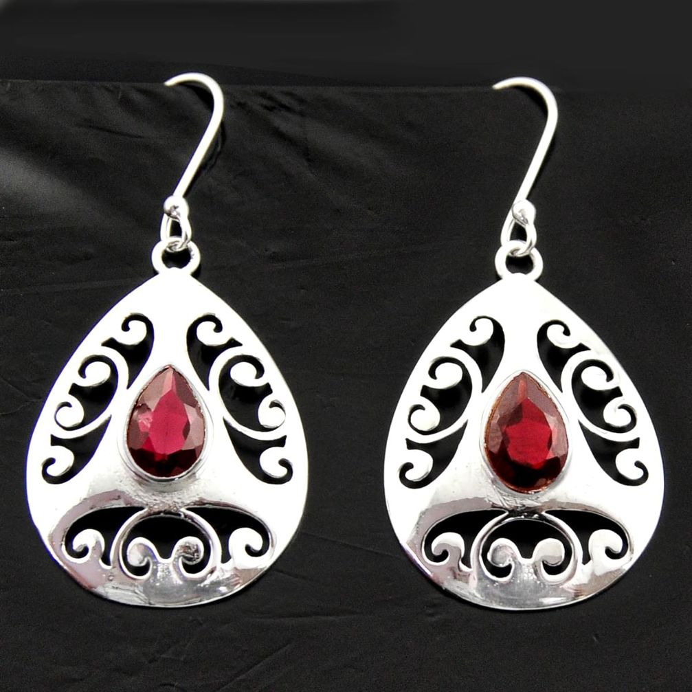 5.53cts natural red garnet 925 sterling silver dangle earrings jewelry d40025