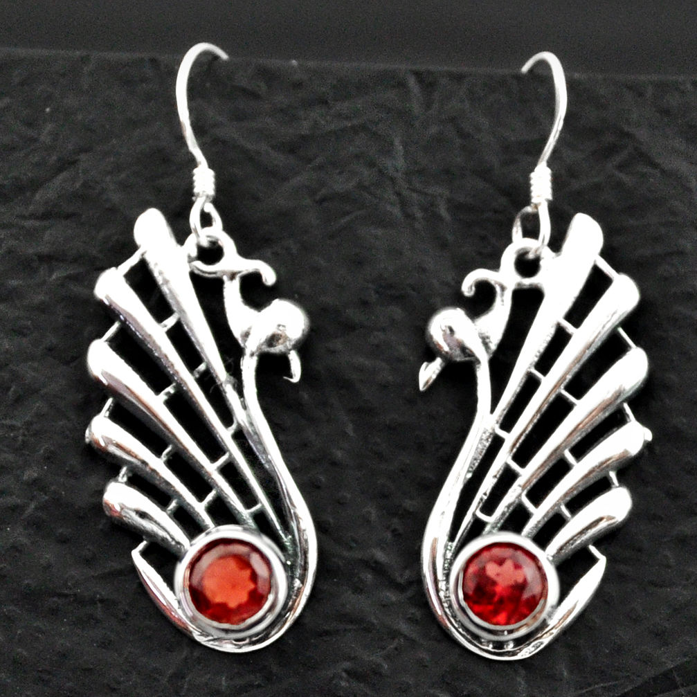 red garnet 925 sterling silver dangle earrings jewelry d40605