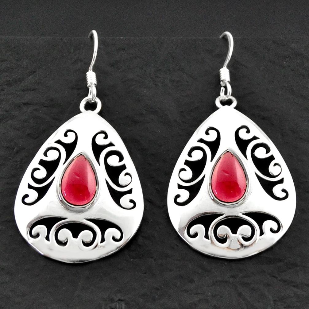 4.71cts natural red garnet 925 sterling silver dangle earrings jewelry d40614