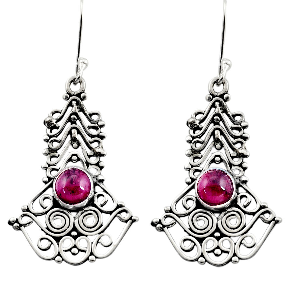 2.85cts natural red garnet 925 sterling silver dangle earrings jewelry d41145