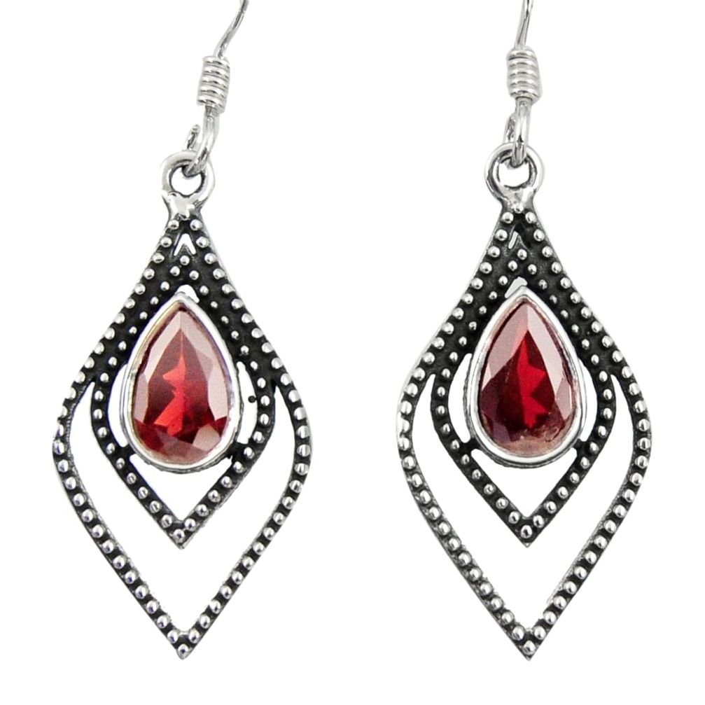 3.59cts natural red garnet 925 sterling silver dangle earrings jewelry d41212