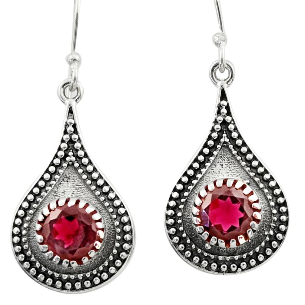 4.21cts natural red garnet 925 sterling silver dangle earrings jewelry d46845
