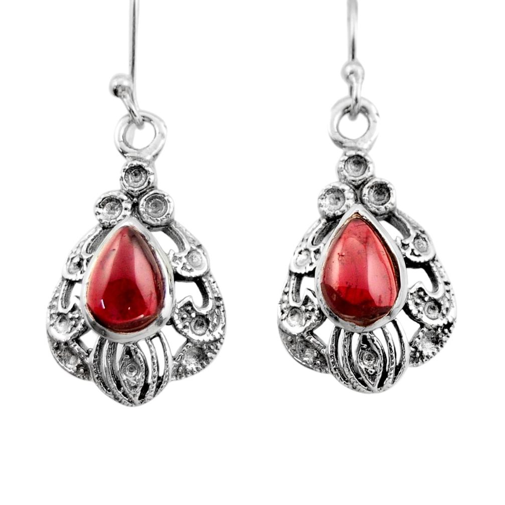 4.07cts natural red garnet 925 sterling silver dangle earrings jewelry d47006