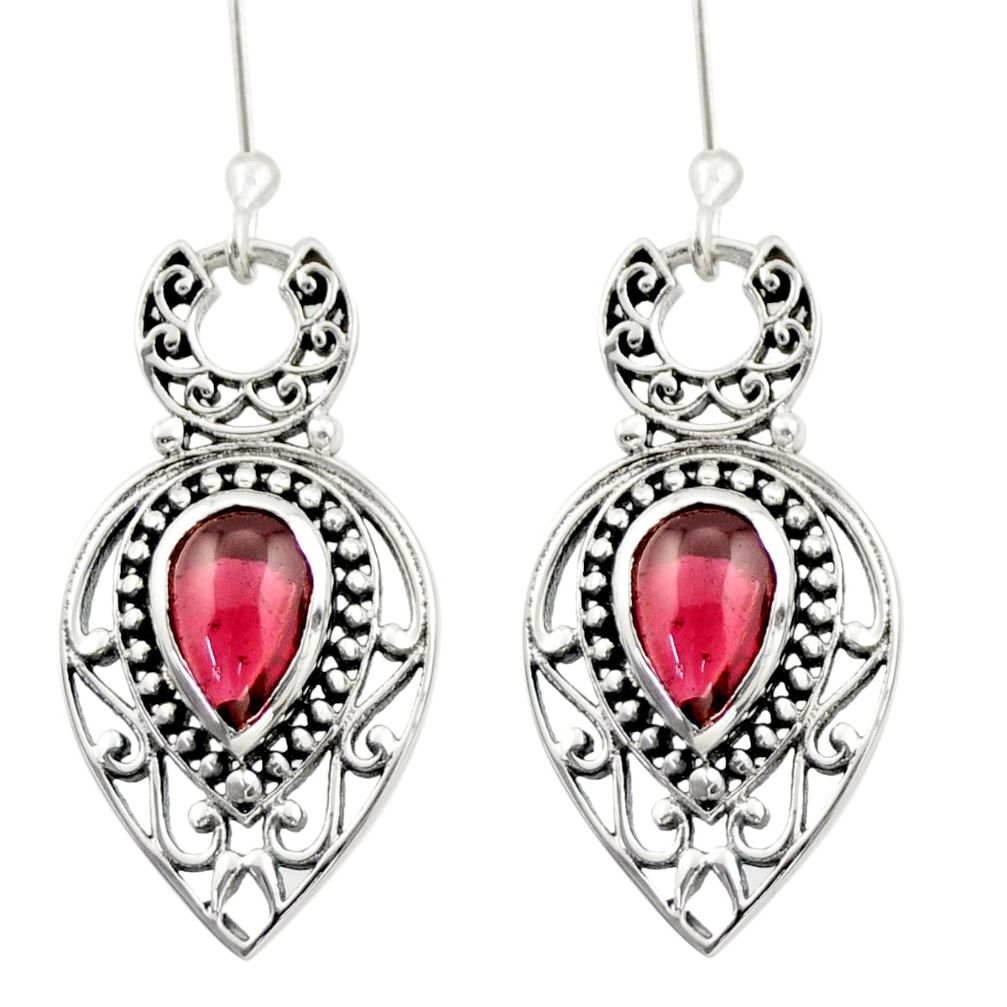 4.38cts natural red garnet 925 sterling silver dangle earrings jewelry d47007