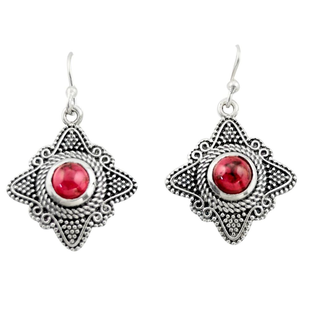 2.71cts natural red garnet 925 sterling silver dangle earrings jewelry d47010