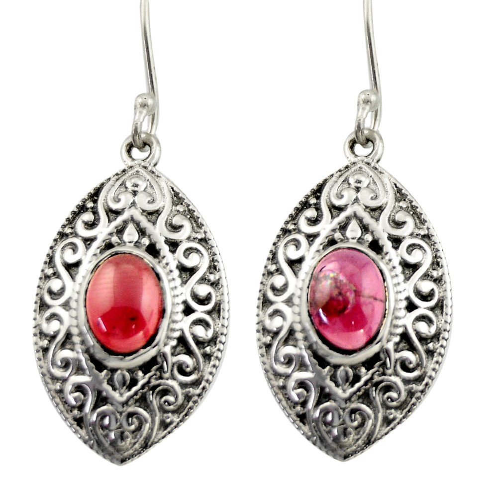 4.21cts natural red garnet 925 sterling silver dangle earrings jewelry d47061