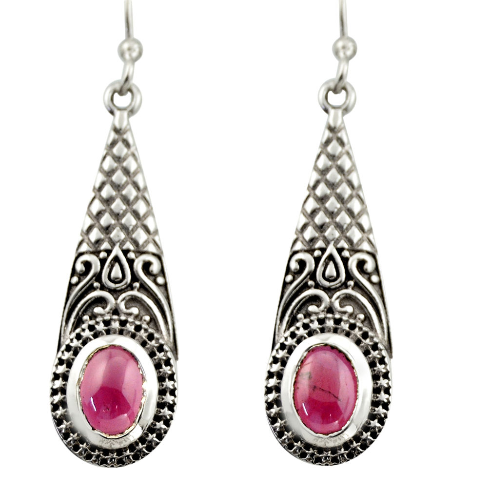 3.21cts natural red garnet 925 sterling silver dangle earrings jewelry d47082