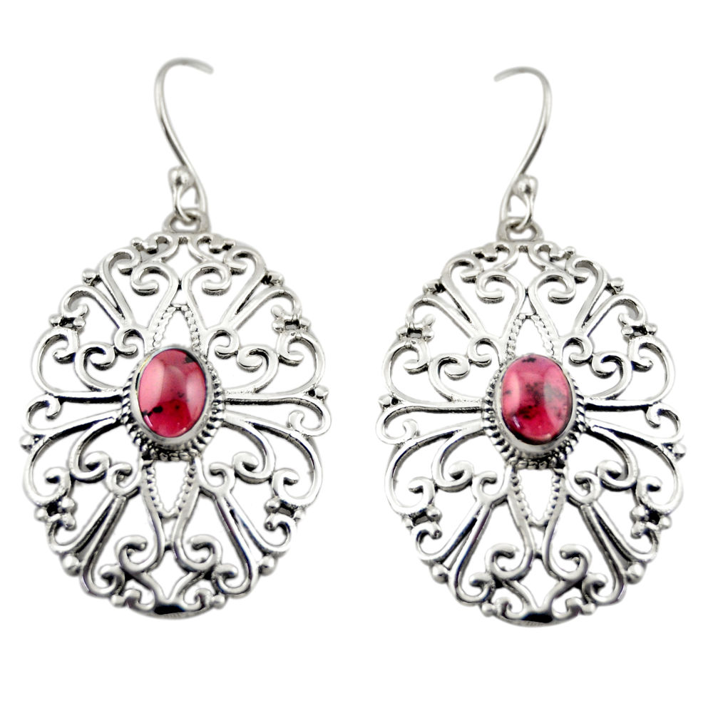 4.49cts natural red garnet 925 sterling silver dangle earrings jewelry d47112