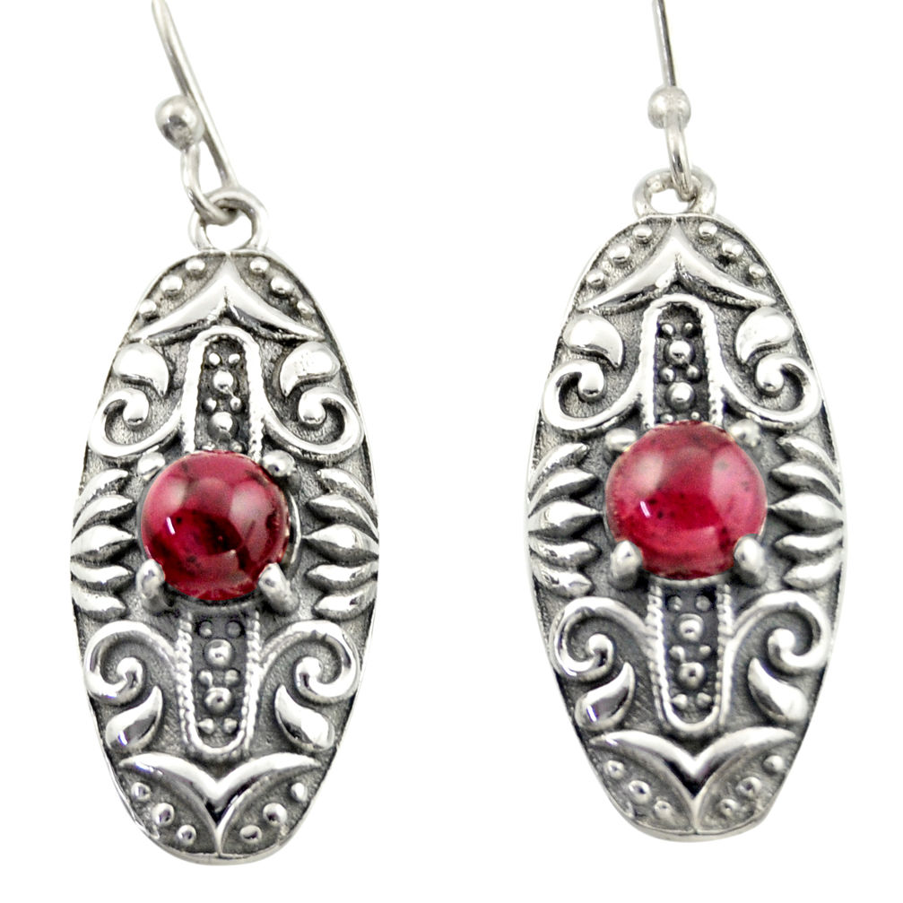 2.17cts natural red garnet 925 sterling silver dangle earrings jewelry d47150