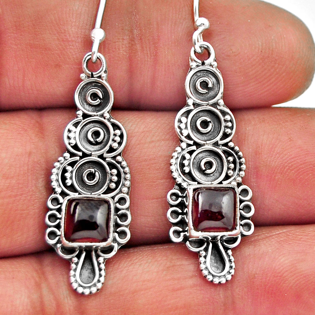 2.55cts natural red garnet 925 sterling silver dangle earrings jewelry n28809