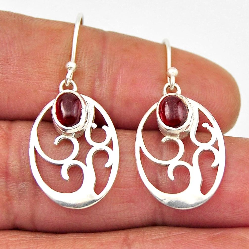 2.90cts natural red garnet 925 sterling silver dangle earrings jewelry n28922