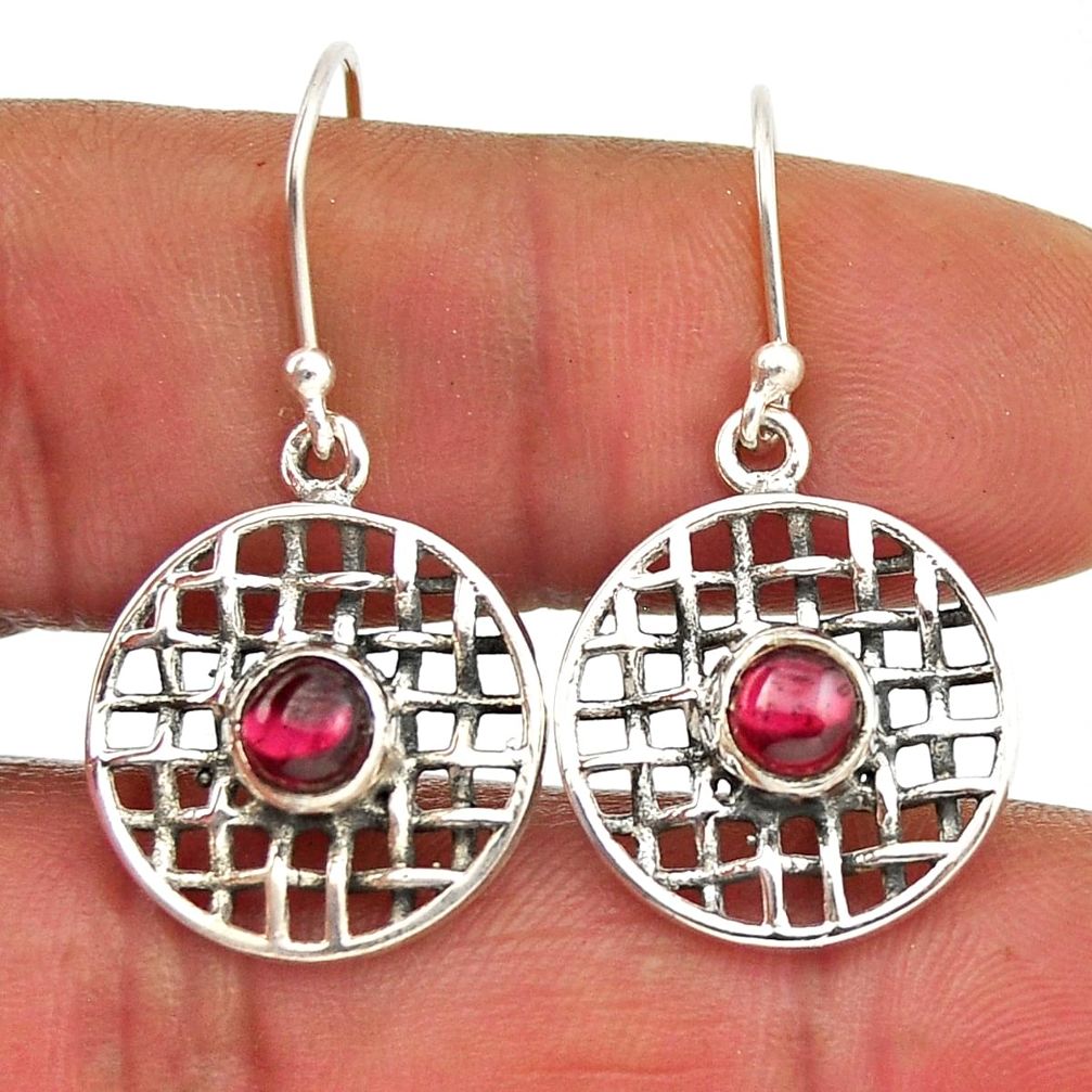 1.46cts natural red garnet 925 sterling silver dangle earrings jewelry n29013