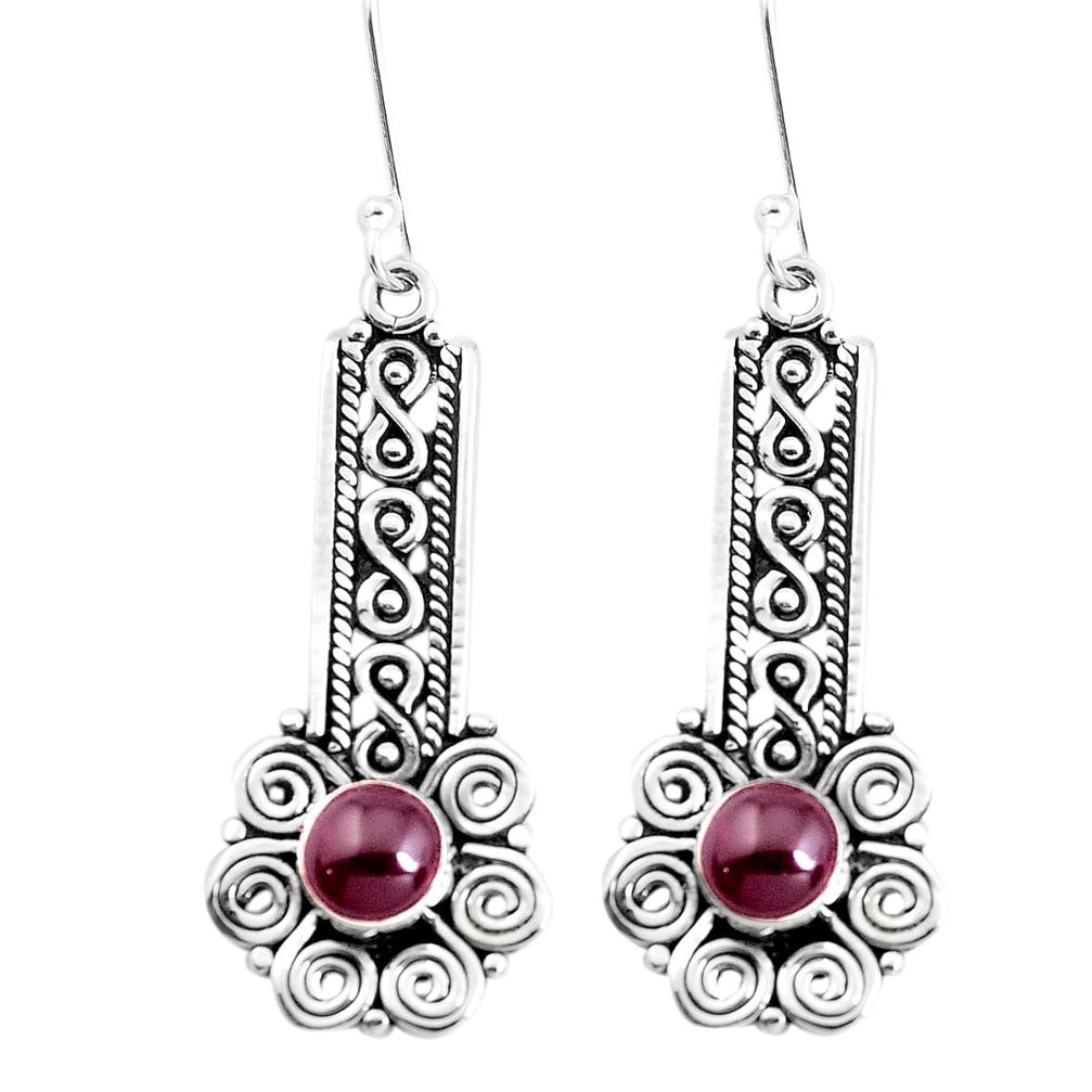 2.85cts natural red garnet 925 sterling silver dangle earrings jewelry p39226
