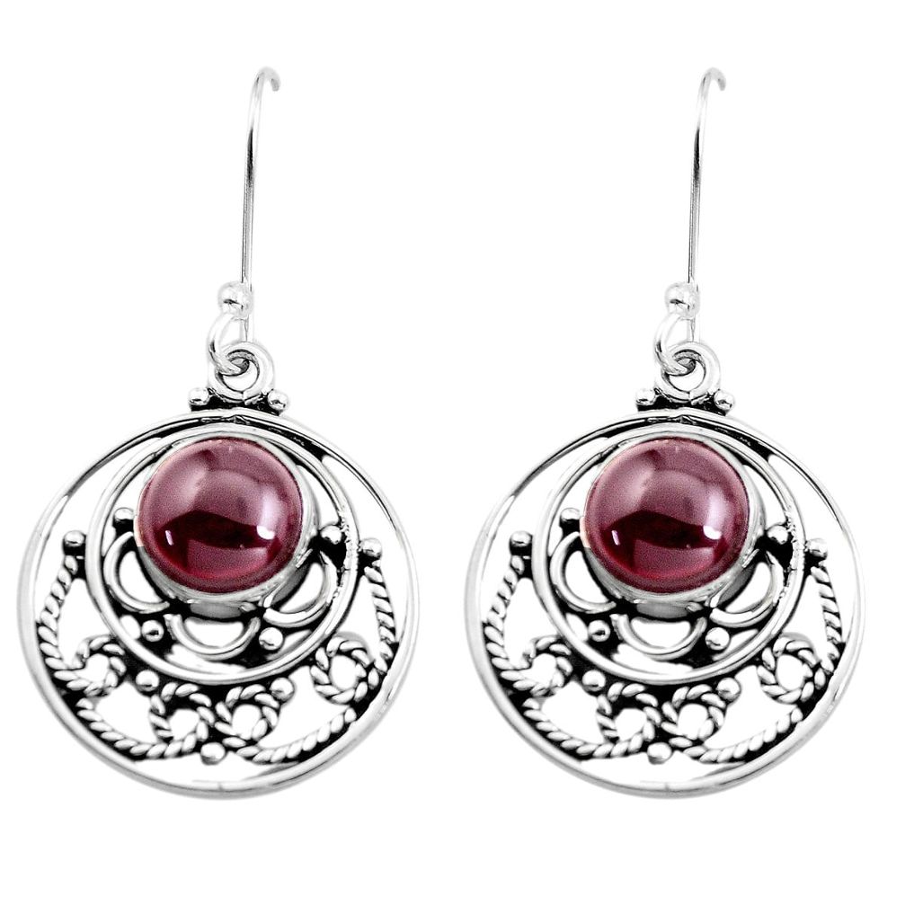 6.83cts natural red garnet 925 sterling silver dangle earrings jewelry p41423