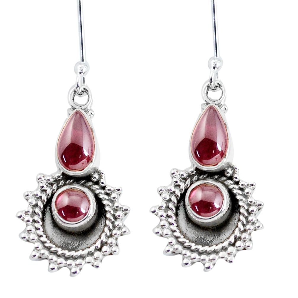 5.79cts natural red garnet 925 sterling silver dangle earrings jewelry p58221