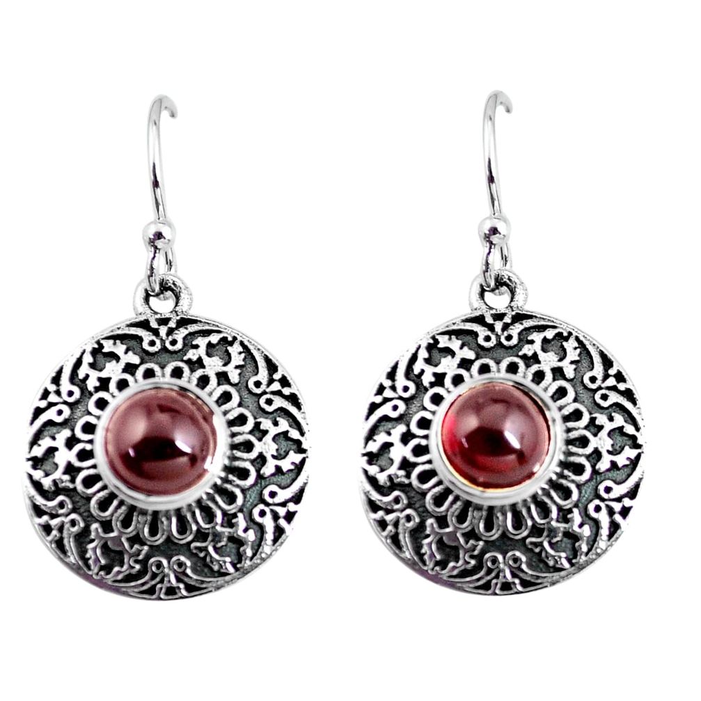 2.44cts natural red garnet 925 sterling silver dangle earrings jewelry p64019
