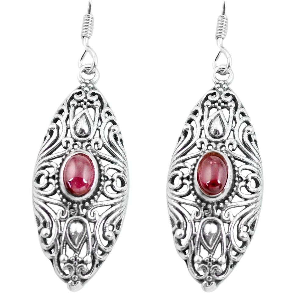 3.44cts natural red garnet 925 sterling silver dangle earrings jewelry p64866