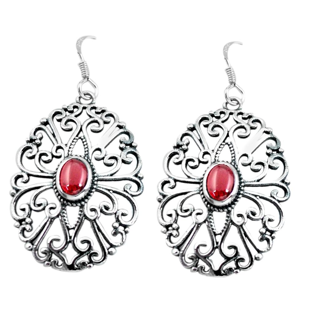3.08cts natural red garnet 925 sterling silver dangle earrings jewelry p64877
