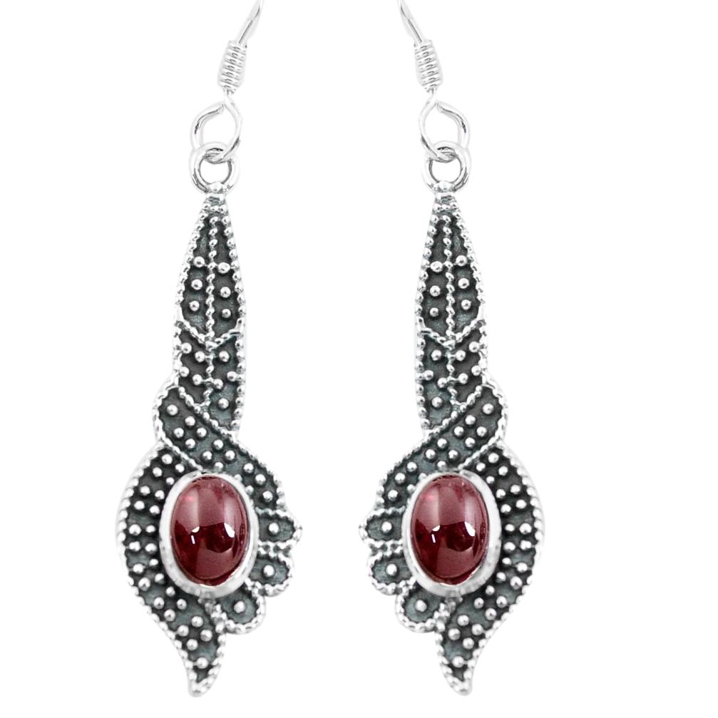 3.91cts natural red garnet 925 sterling silver dangle earrings jewelry p64961