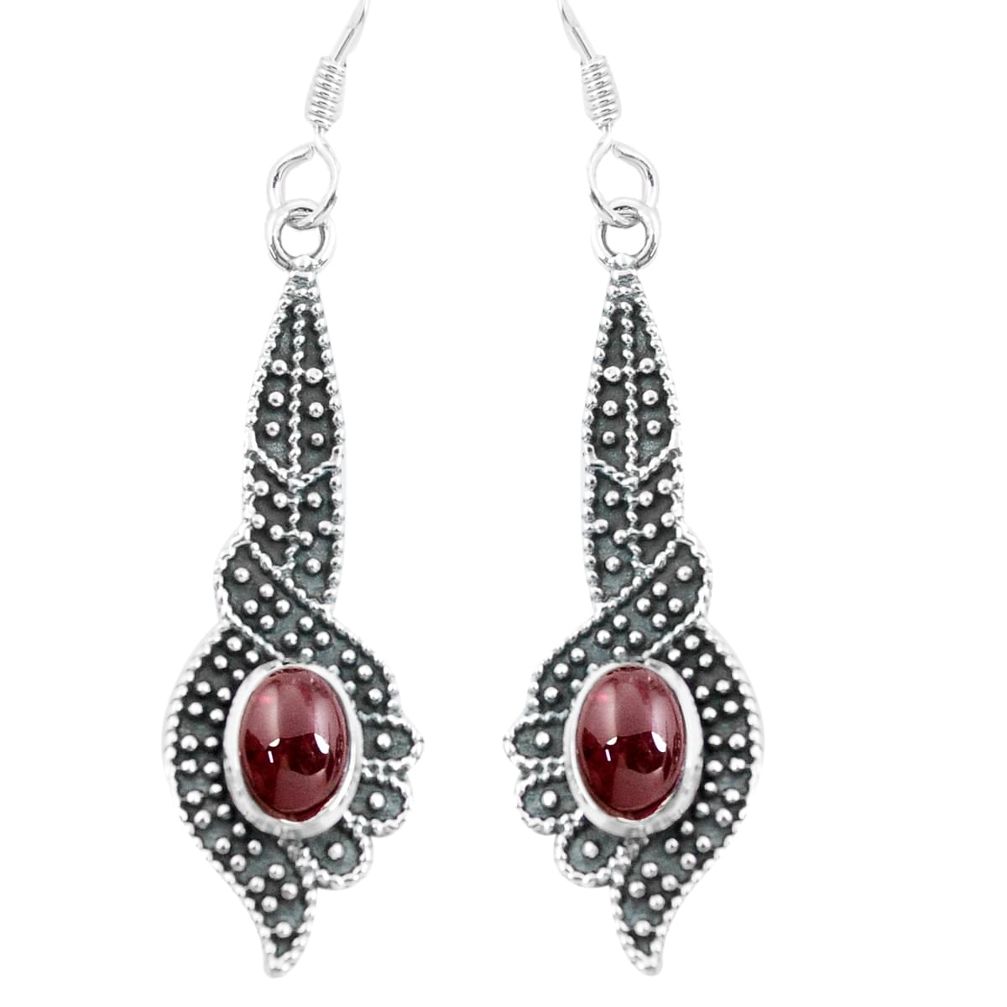 4.07cts natural red garnet 925 sterling silver dangle earrings jewelry p64962