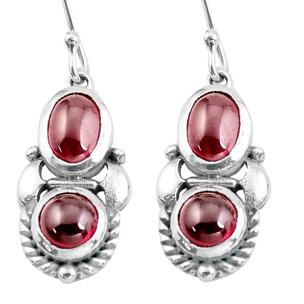 7.11cts natural red garnet 925 sterling silver dangle earrings jewelry p64988