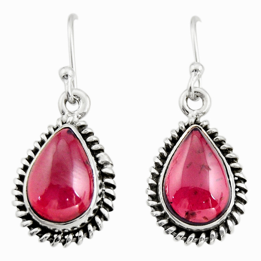 7.67cts natural red garnet 925 sterling silver dangle earrings jewelry r21621