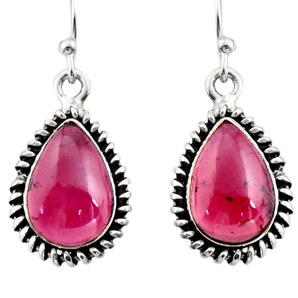 7.25cts natural red garnet 925 sterling silver dangle earrings jewelry r21638