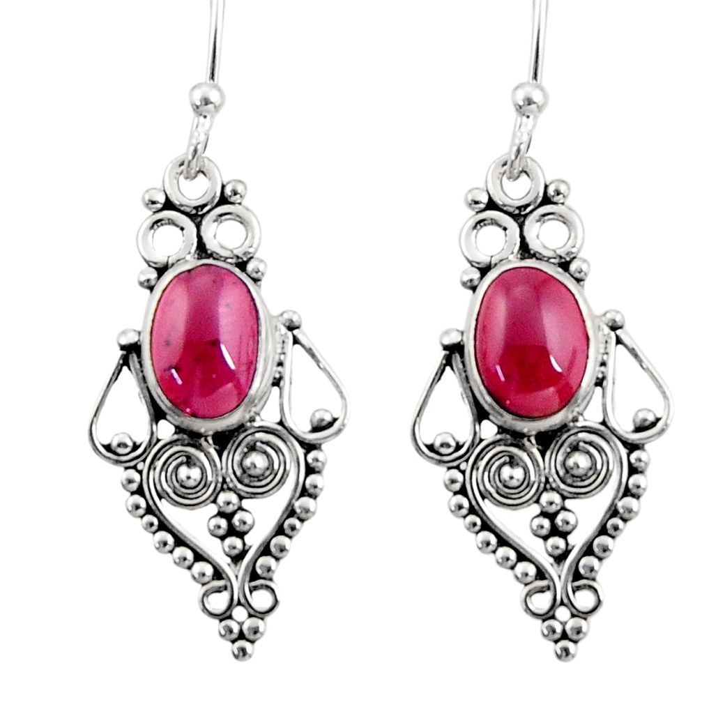 4.28cts natural red garnet 925 sterling silver dangle earrings jewelry r31165