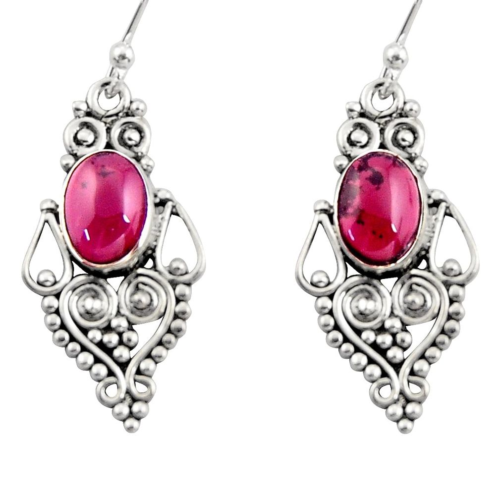 4.23cts natural red garnet 925 sterling silver dangle earrings jewelry r31181