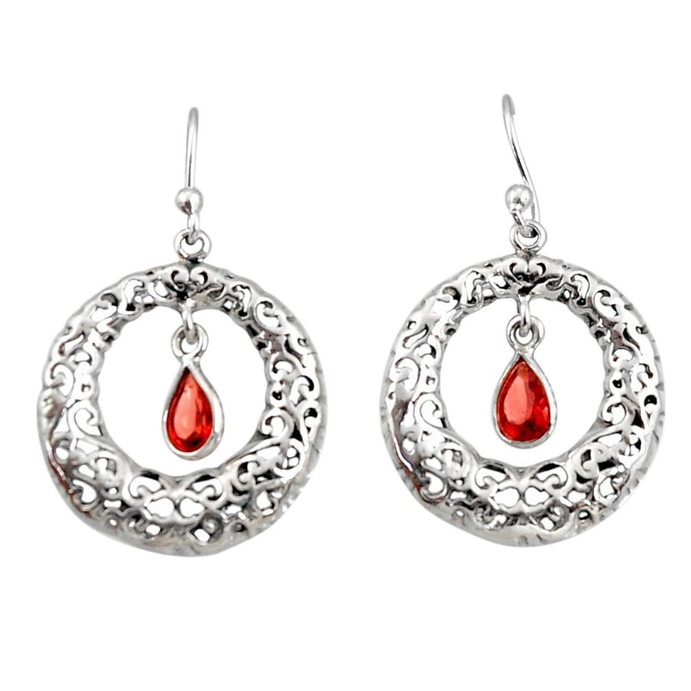 2.25cts natural red garnet 925 sterling silver dangle earrings jewelry r33036