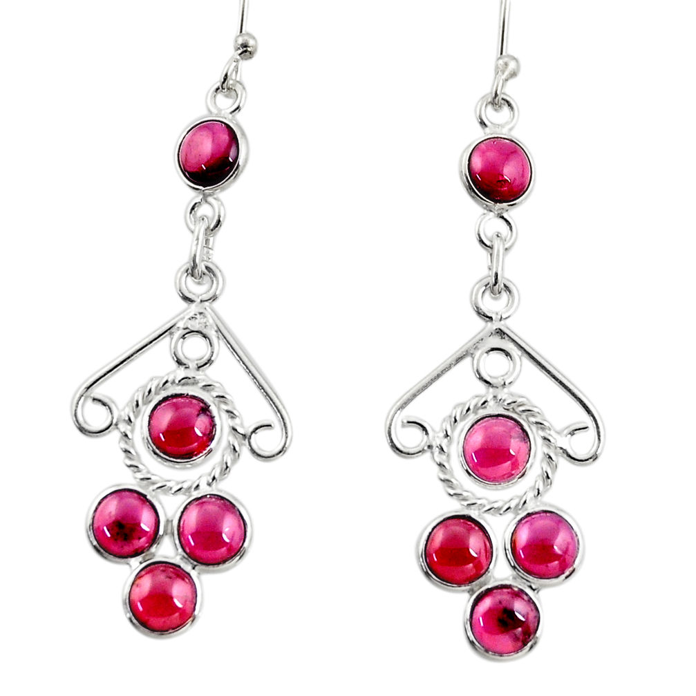 7.67cts natural red garnet 925 sterling silver dangle earrings jewelry r33428