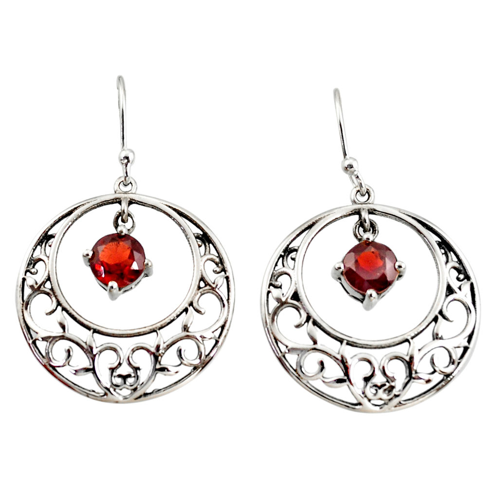 2.63cts natural red garnet 925 sterling silver dangle earrings jewelry r36815